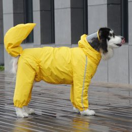 Covered tail dog raincoat large dog full package golden hair big dog clothes four foot pet supplies
