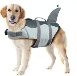 Dog Life Jacket Shark; Dog Lifesaver Vests with Rescue Handle for Small Medium and Large Dogs; Preserver for Swimming