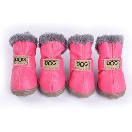 Warm Winter Little Pet Dog Boots Skidproof Soft Snowman Anti-Slip Sole Paw Protectors Small Puppy Shoes 4PCS