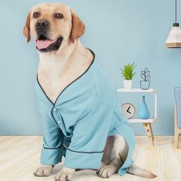 Dog Clothes Soft Sleep Wear Bath Shower Bathrobe Pet Male Female Costumes Dress Solid Doberman Bulldog Pajamas Blue Loose Style