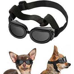 Lewondr Small Dog Decorations Sunglasses UV Protection Goggles Eye Wear Protection with Adjustable Strap Waterproof Pet Sunglasses for Dogs