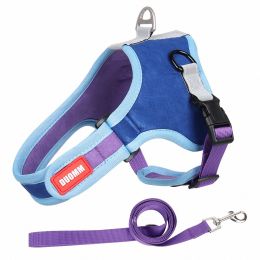 dog Harnesses and dog leash set; Suede Pet Chest Strap Saddle Vest Style Dog Chest Back Reflective Dog Strap Dog Rope Wholesale